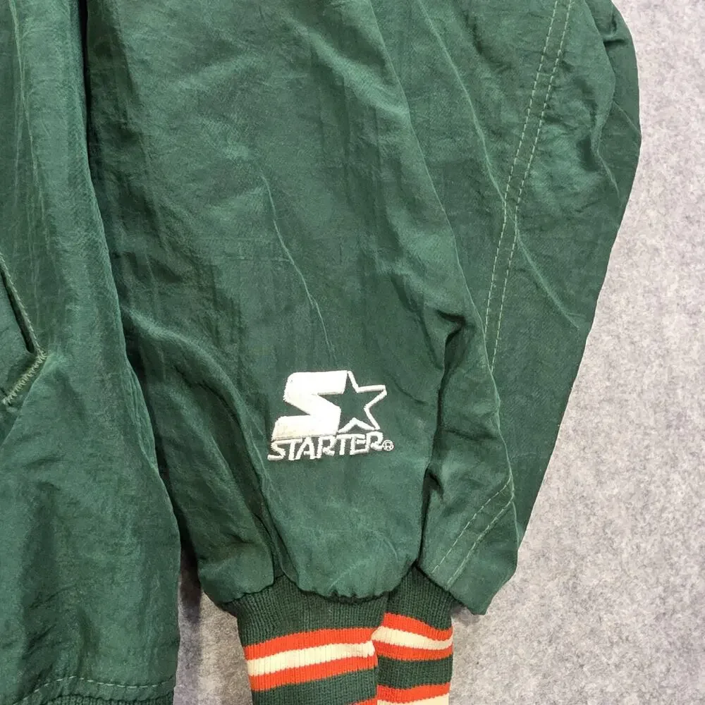 Vintage Miami Hurricanes Jacket Mens XL Green NCAA Football Starter Pullover 90s